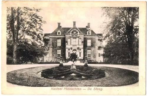 De steeg (gld)kasteel Middachten verstuurd 1919 treinstempel, Verzamelen, Ansichtkaarten | Nederland, Verzenden, Voor 1920, Gelopen