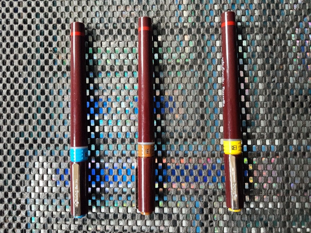 Rotring Rapidograph tekenpennen 3 stuks, Hobby en Vrije tijd, Tekenen, Ophalen of Verzenden, Zo goed als nieuw, Potlood of Stift