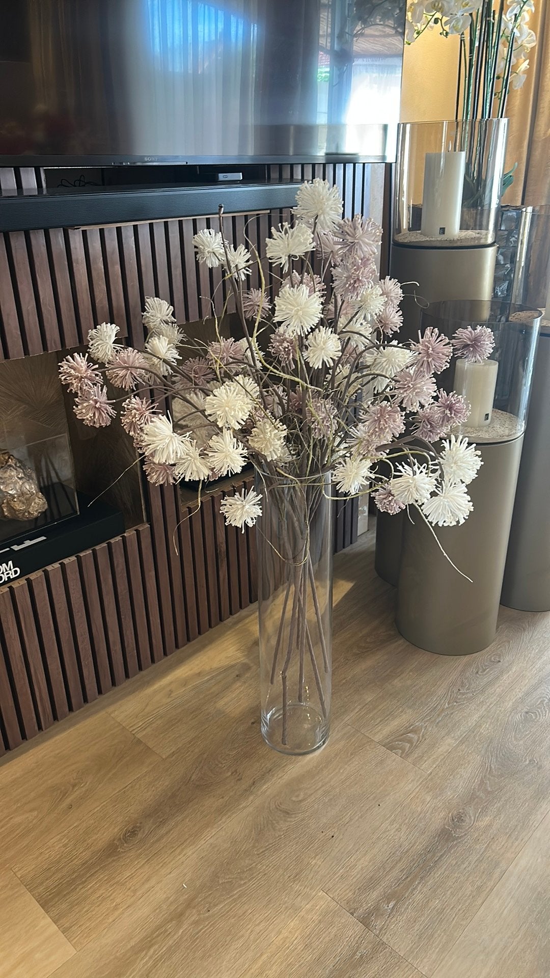 Super leuke grote vaas met kunst bloemen bollen, Ophalen of Verzenden