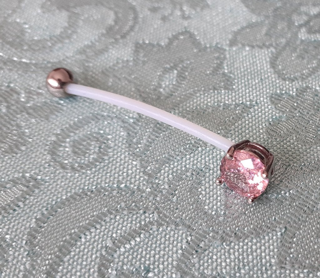 Piercing zwangerschap navelpiercing roze, Sieraden, Tassen en Uiterlijk, Piercings, Navelpiercing, Staal, Nieuw, Ophalen of Verzenden