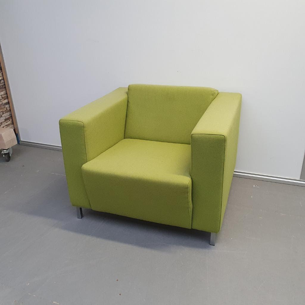 Relaxfauteuil - groene stof fauteuil stoel, Ophalen of Verzenden, Gebruikt, 75 tot 100 cm, Stof