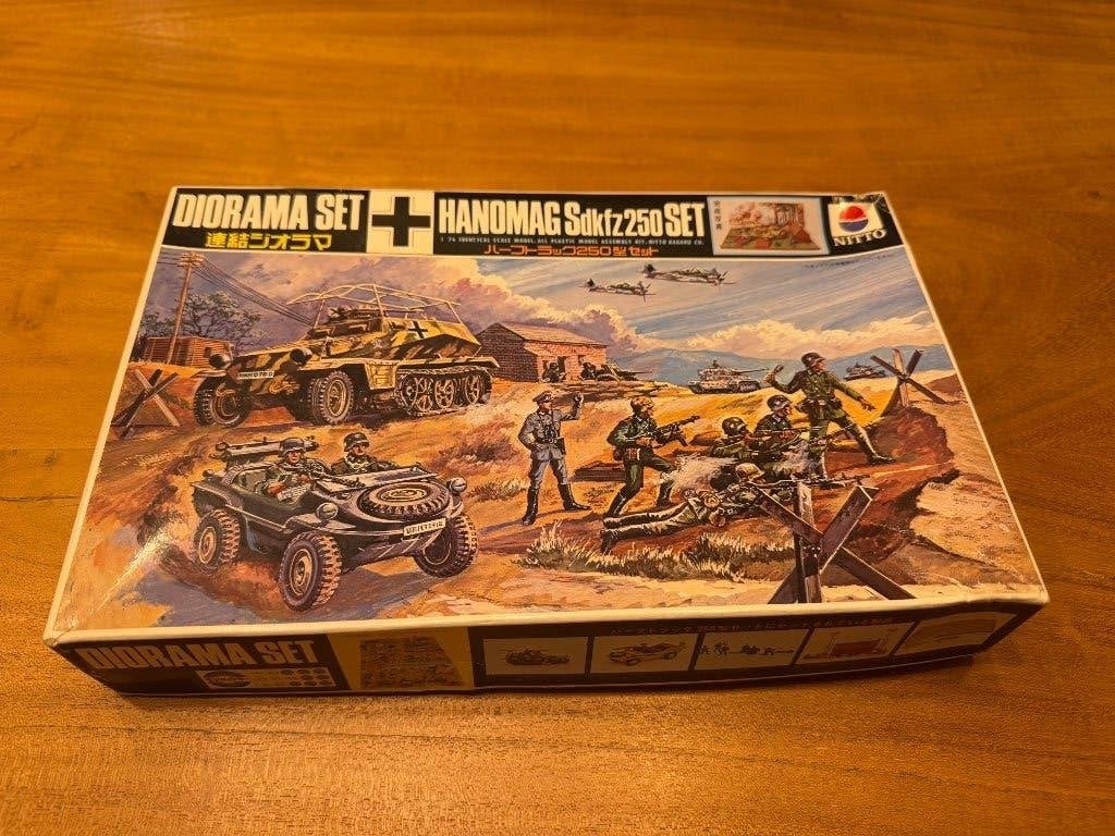 Vintage Nitto Diorama Set – Hanomag Sd.Kfz. 250, Overige merken, Gebruikt, Ophalen of Verzenden, Tank