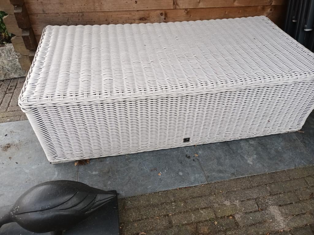 Witte  Salon Tafel voor Buiten, Tuin en Terras, Ophalen, Gebruikt, Rechthoekig, Kunststof