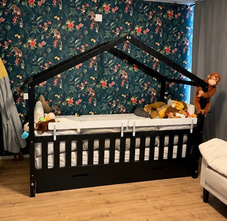 Kinderbed in huisvorm met opberglade / extra slaapplaats, 85 tot 100 cm, Ophalen of Verzenden, Zo goed als nieuw, Matras