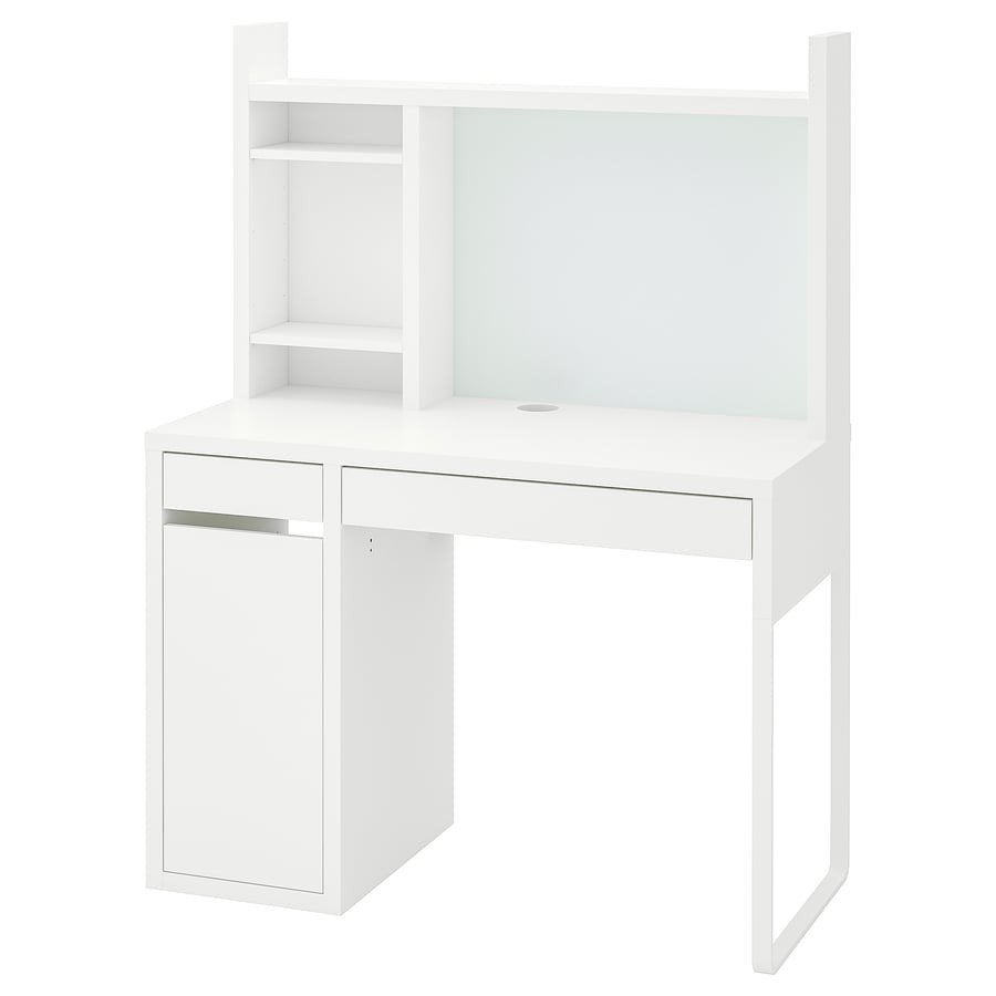 Wit bureau met opzetstuk en lades - IKEA Micke, Huis en Inrichting, Bureaus, Ophalen, Gebruikt