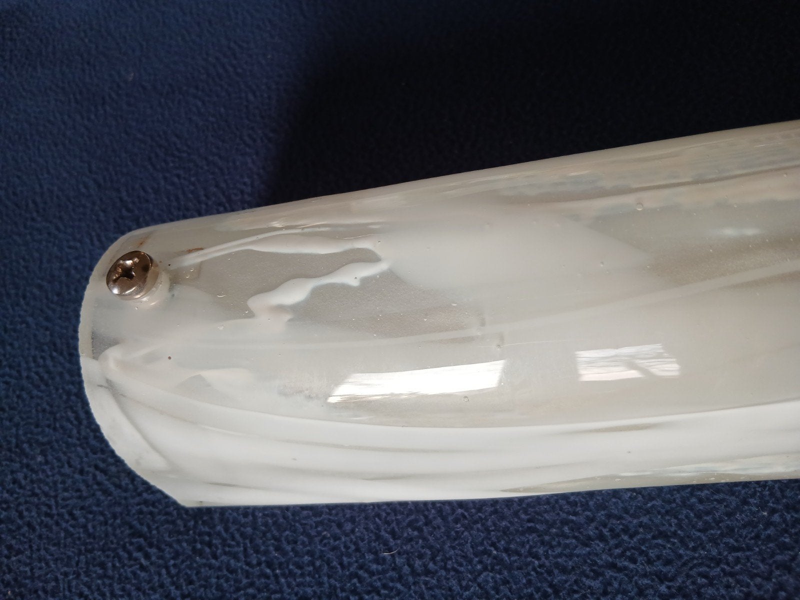 Vintage Wandlamp Art Deco lengte 24,5 cm dik gemarmerd wit g, Ophalen of Verzenden, Glas
