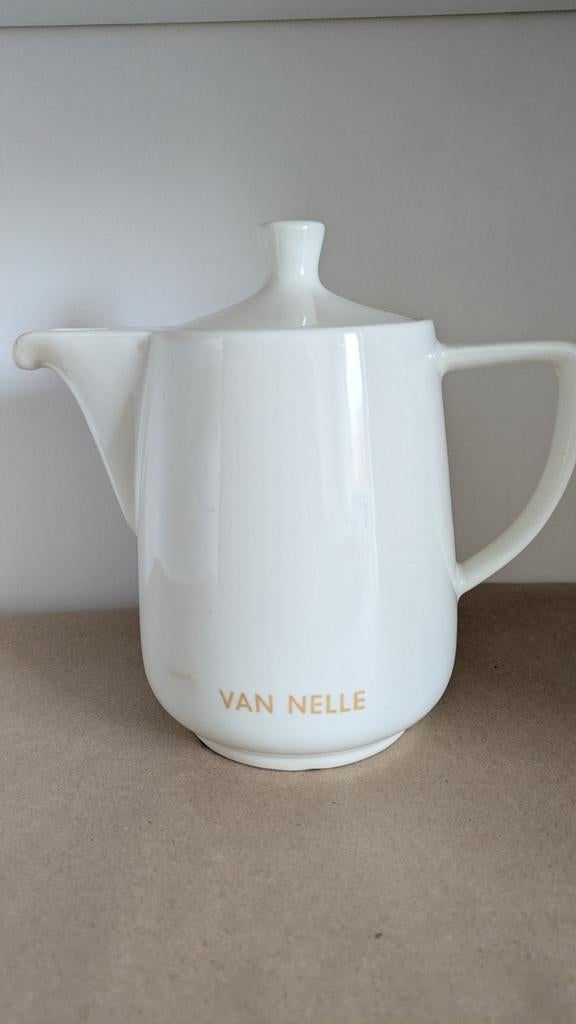 Van Nelle koffiepot wit keramiek Retro Vintage, Keramiek, Overige typen, Ophalen of Verzenden, Zo goed als nieuw