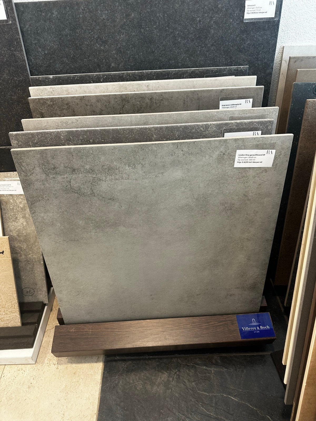 London Grey keramische tegel gerectificeerd 60x60 cm - 230 m, Ophalen, 60 cm of meer, Keramiek, Nieuw