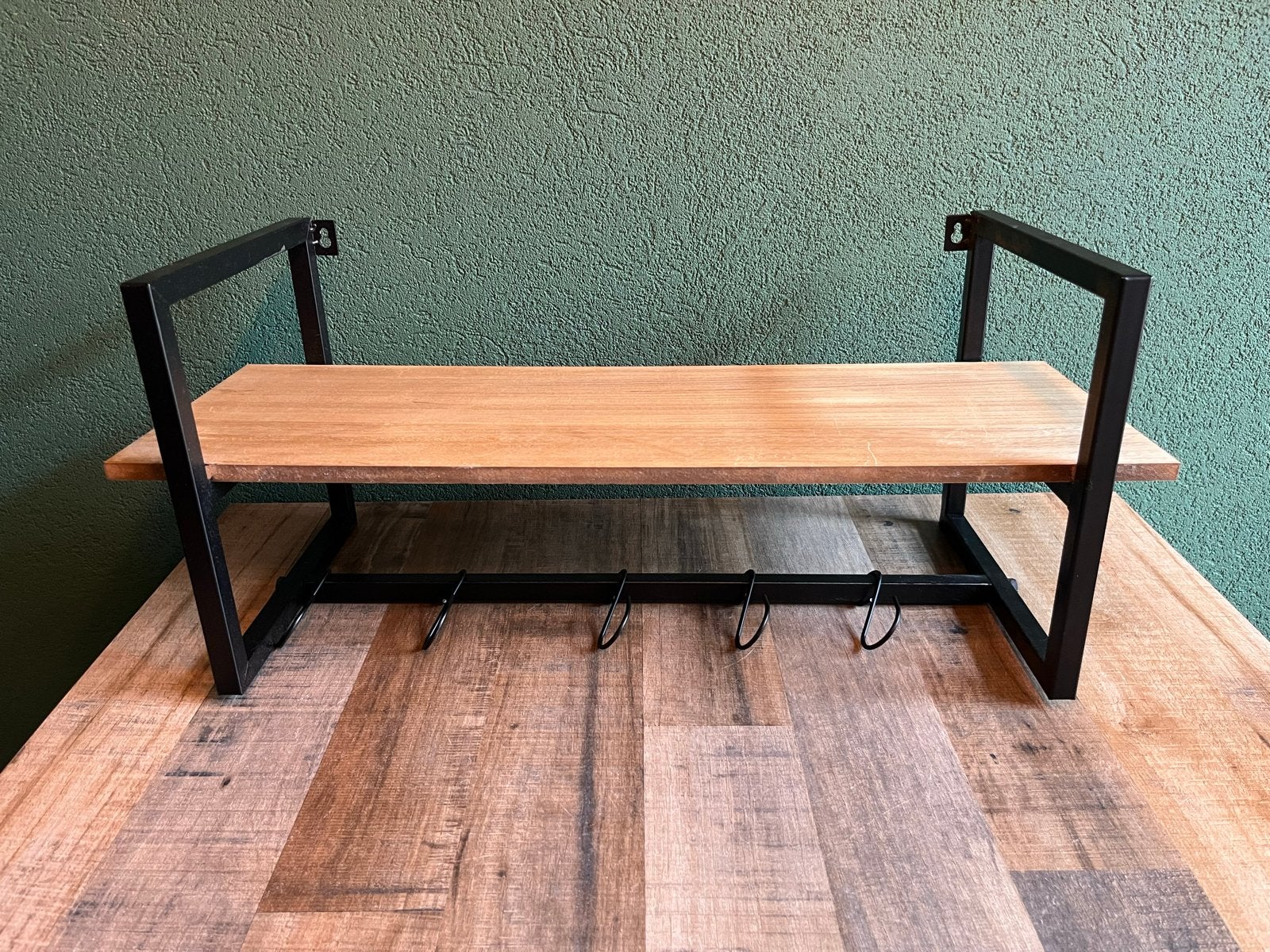 Wandplank met haken - Industrieel design, Ophalen, Gebruikt