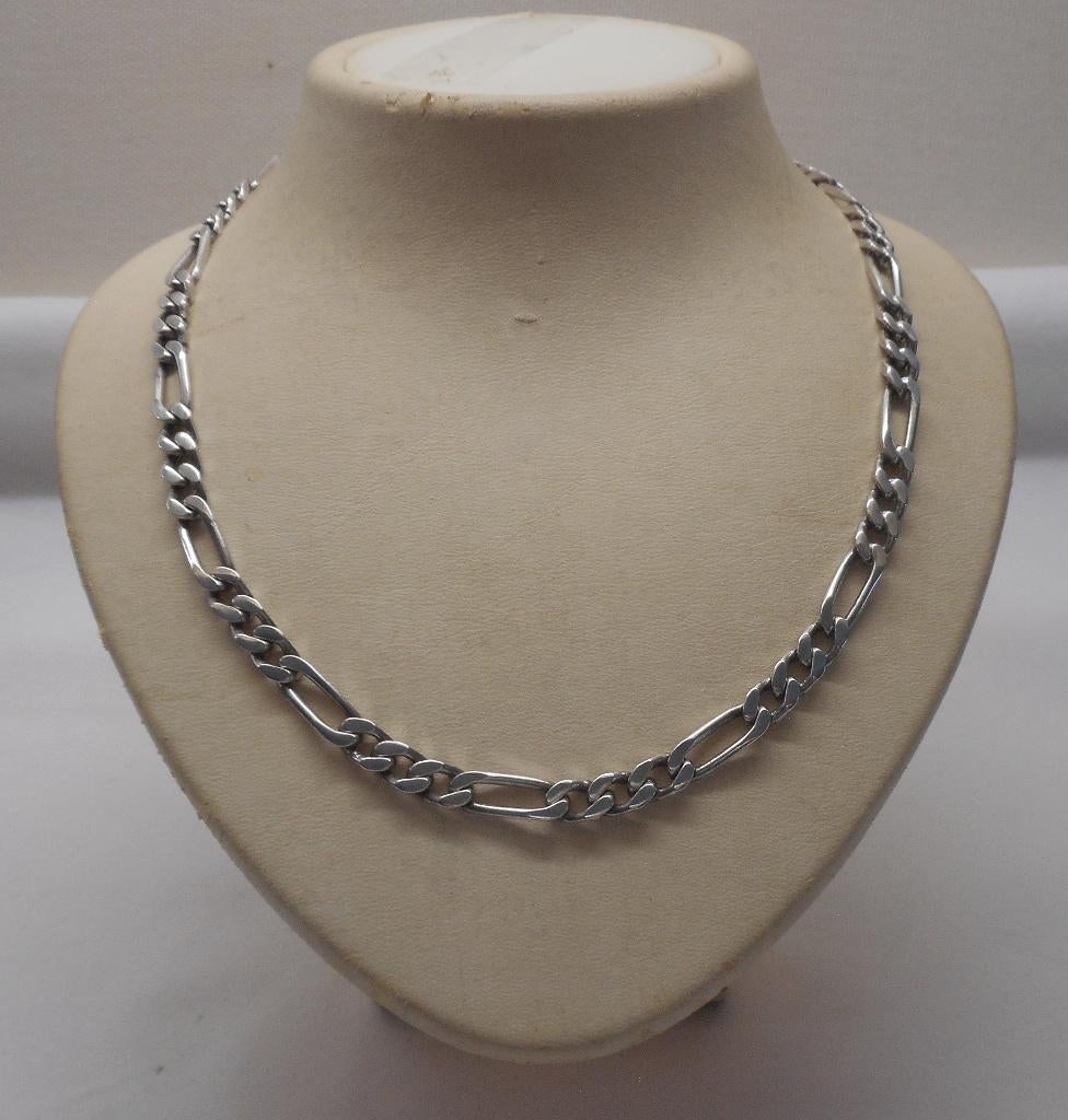 Zilveren stevige figaro schakel ketting nr.1292