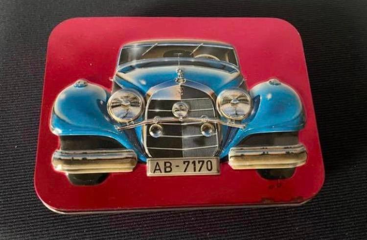 Blik met een afbeelding van klassieke auto nr.bord AB-7170, Ophalen of Verzenden, Zo goed als nieuw, Overige, Overige merken