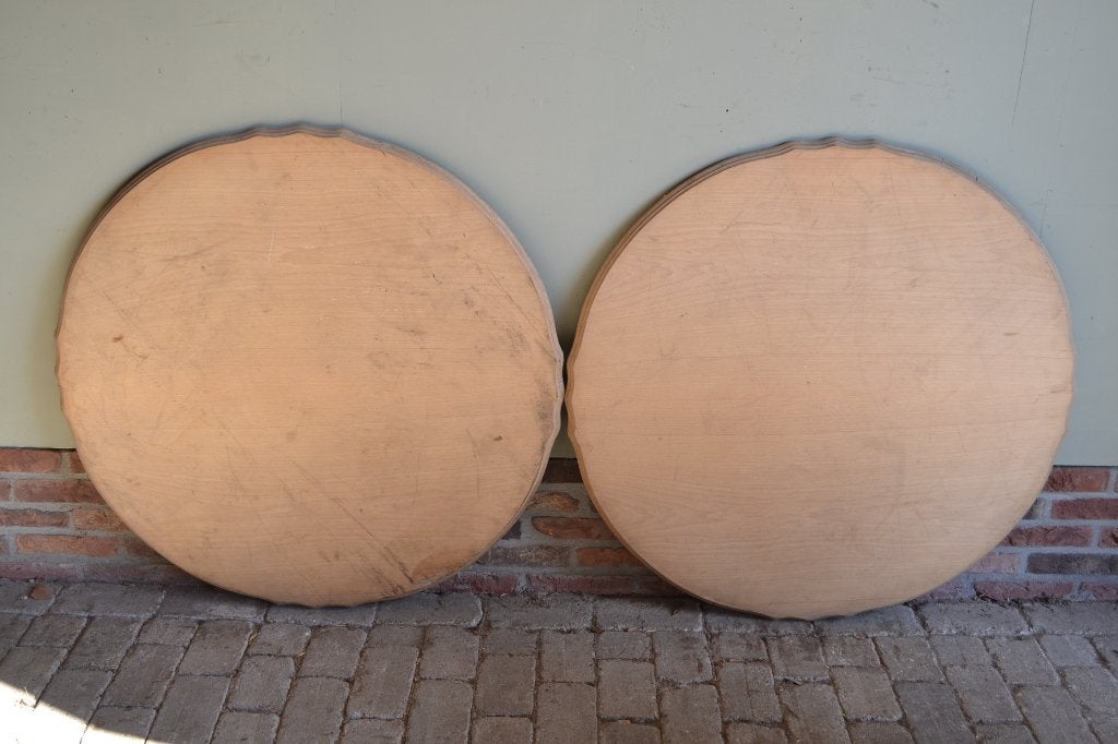 Set van 2 ronde eiken houten tafelbladen., Ophalen, 50 tot 100 cm, 50 tot 100 cm, Zo goed als nieuw