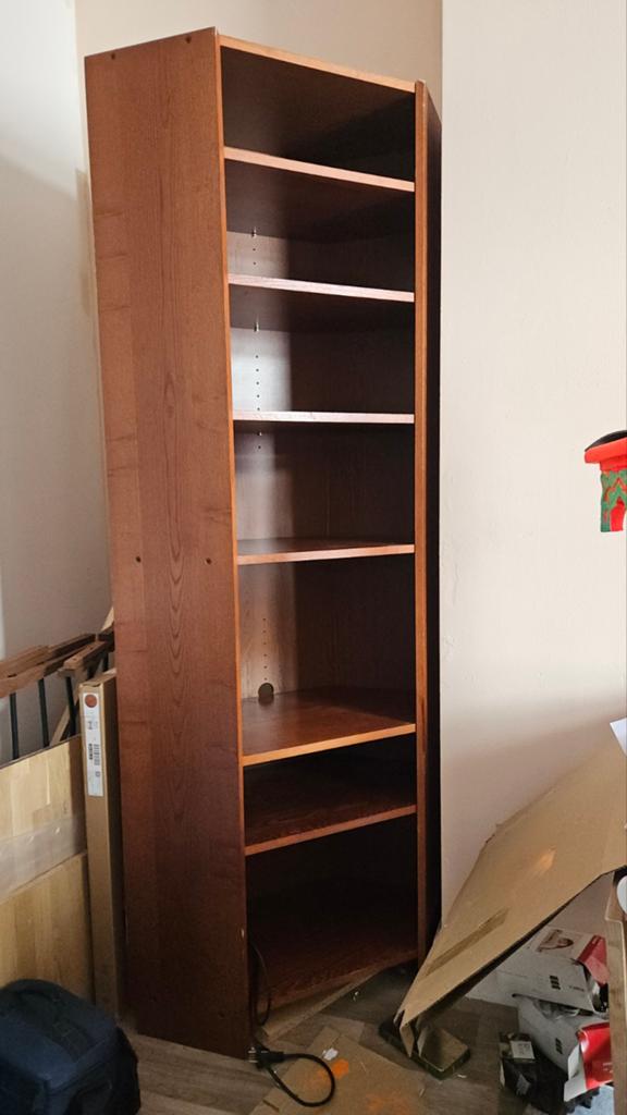 IKEA Billie hoekkast bruin, Huis en Inrichting, Kasten | Boekenkasten, Ophalen, Met plank(en), Gebruikt, 200 cm of meer