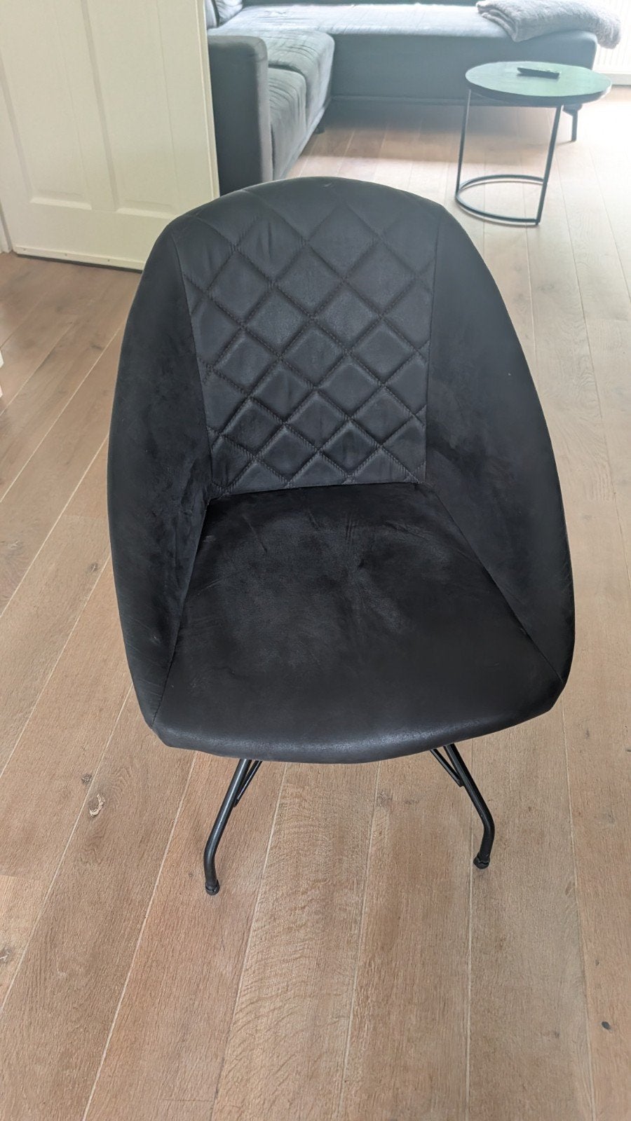 Moderne eetkamerstoelen - Zwart met metalen poten, Ophalen, Gebruikt, Zwart, Metaal