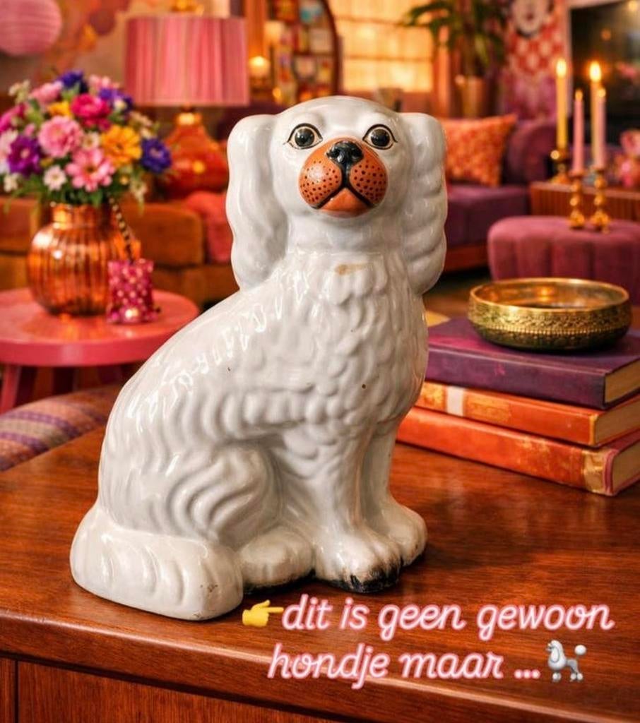 Vintage Porseleinen Hoeren Hondje - Decoratief Beeldje, Ophalen of Verzenden, Zo goed als nieuw