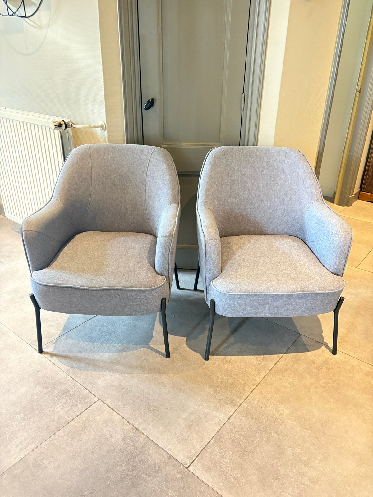 Twee mooie grijze stoelen, Ophalen, Gebruikt, Twee, Stof