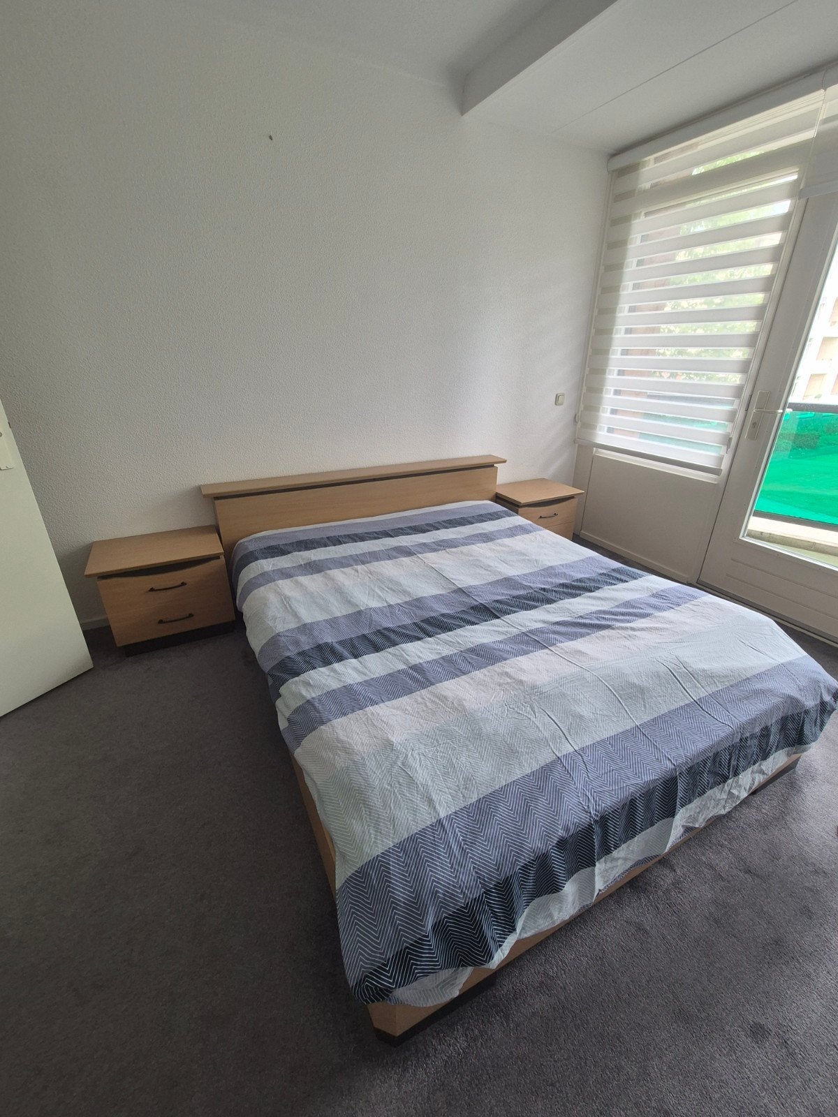 Tweepersoonsbed met nachtkastjes, Ophalen, Bruin, Tweepersoons, Zo goed als nieuw