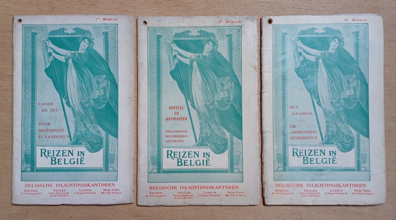 3 Antieke Reisgidsen Belgie nav. Wereldtentoonstelling 1910, Ophalen
