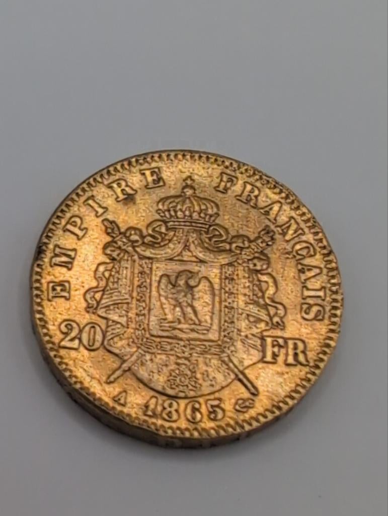 Gouden 20 Francs Napoleon III Munt - 1865 Parijs, Ophalen of Verzenden, Frankrijk