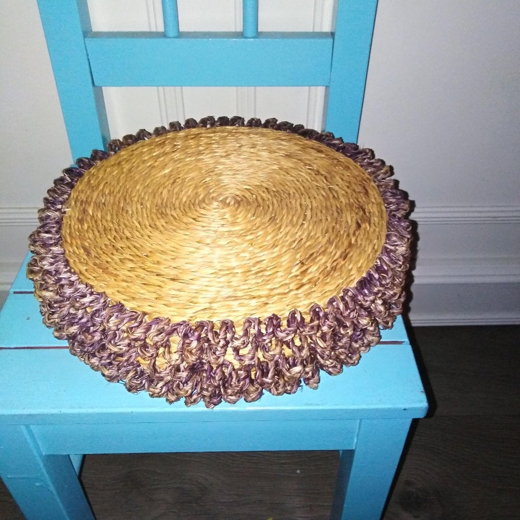 Placemats van geweven zeegras decoratieve lusvormige rand 6x, Ophalen, Pannenonderzetter, Gebruikt, Natuurlijk materiaal