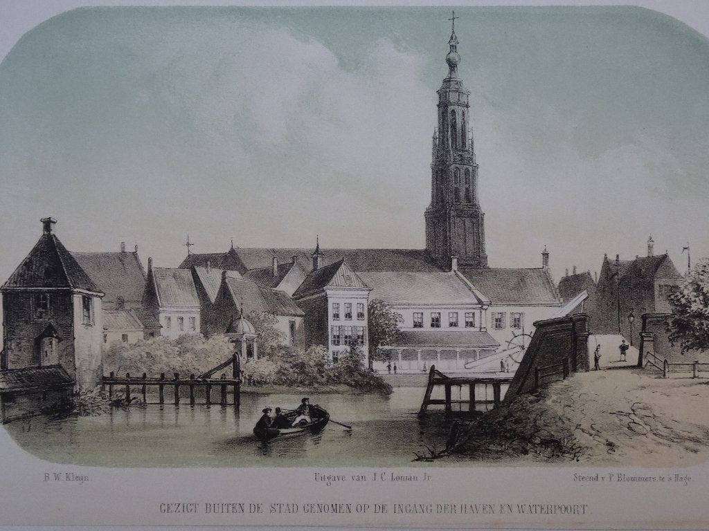 litho Breda Gezicht op Waterpoort, Grote Kerk Blommers 1857, Antiek en Kunst, Kunst | Litho's en Zeefdrukken, Origineel, Verzenden