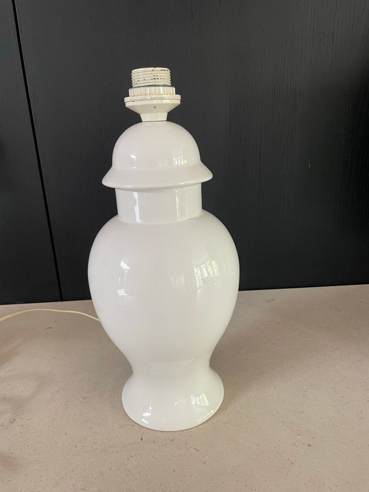 Witte aardewerken lampenvoet, 40 cm hoog, Ophalen of Verzenden, Gebruikt
