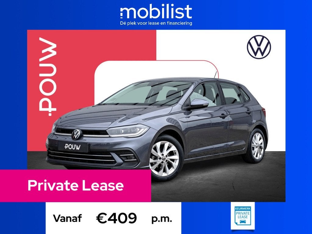 Volkswagen Polo 1.0 TSI 95pk Style (bj 2022), Private lease, Gebruikt, 1072 kg, 49 €/maand
