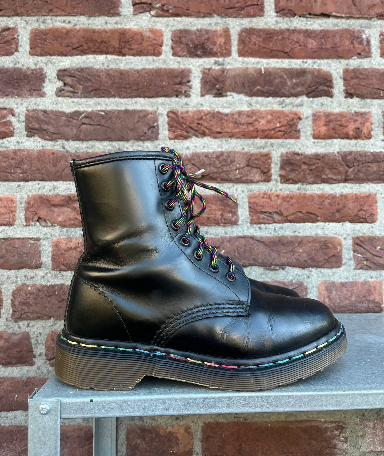 Dr. Martens 1460 MIE Rainbow stitch maat Uk 4/ Eu 37, Dr. Martens, Docs, Zwart, Docs