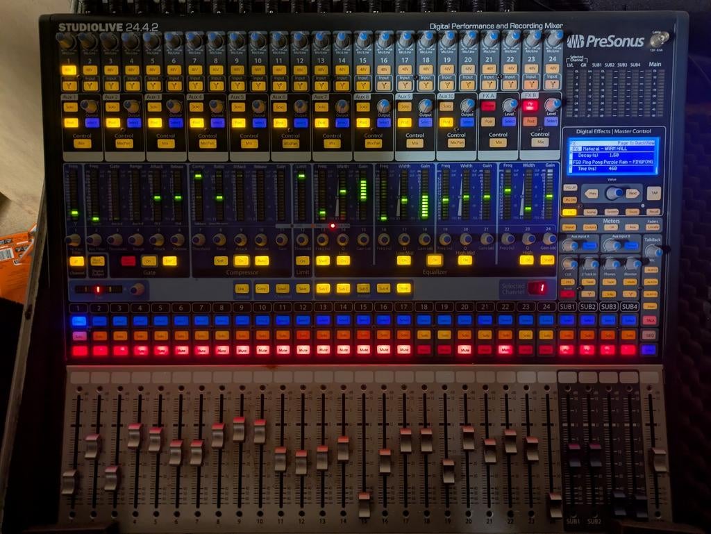 Presonus Studiolive 24.4.2 + case + multikabel haspel, Muziek en Instrumenten, Mengpanelen, Gebruikt, 20 kanalen of meer, Ophalen