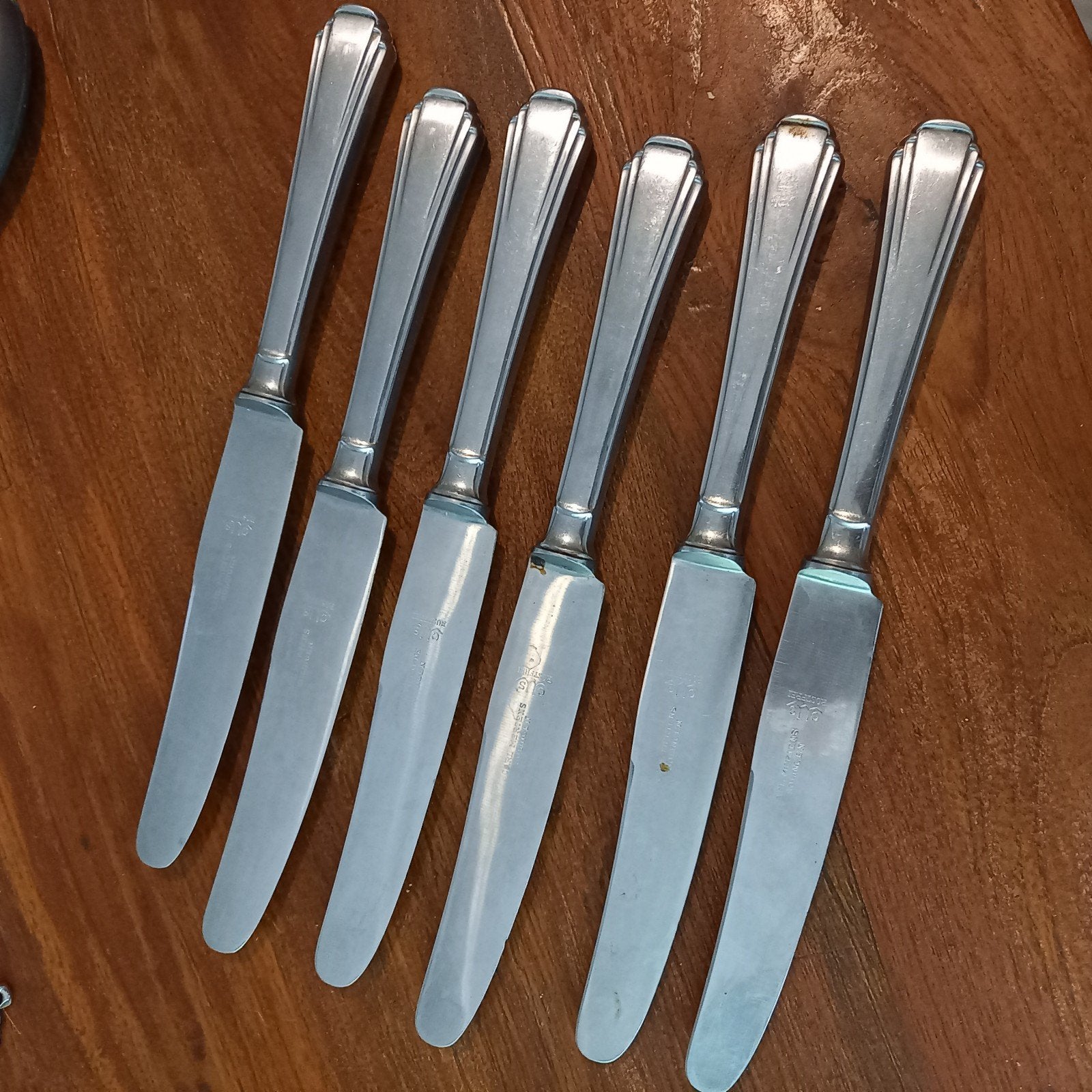 Set van 6 vintage Carl Mertens Solingen dinermessen CMS, Ophalen of Verzenden