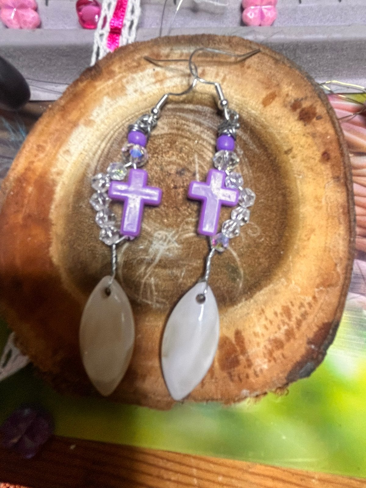 Leuke oorbellen met bling bling en kruisje, Ophalen of Verzenden