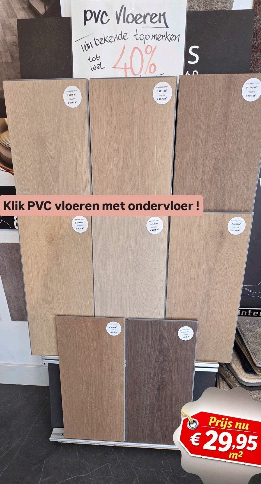 KLIK PVC VLOEREN XL ondervloer!, Ophalen, Bruin, 75 m² of meer, Overige typen