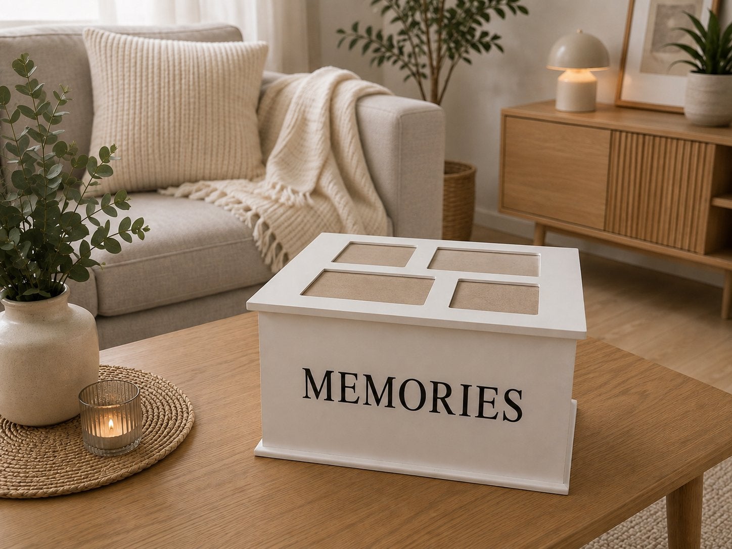 Herinneringsdoos “Memories” – Wit Houten Bewaardoos, Ophalen of Verzenden