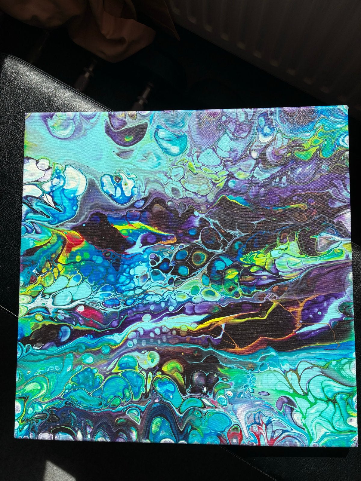 Oceanische Rituelen - Acryl Gietkunst 40x40 cm, Ophalen of Verzenden