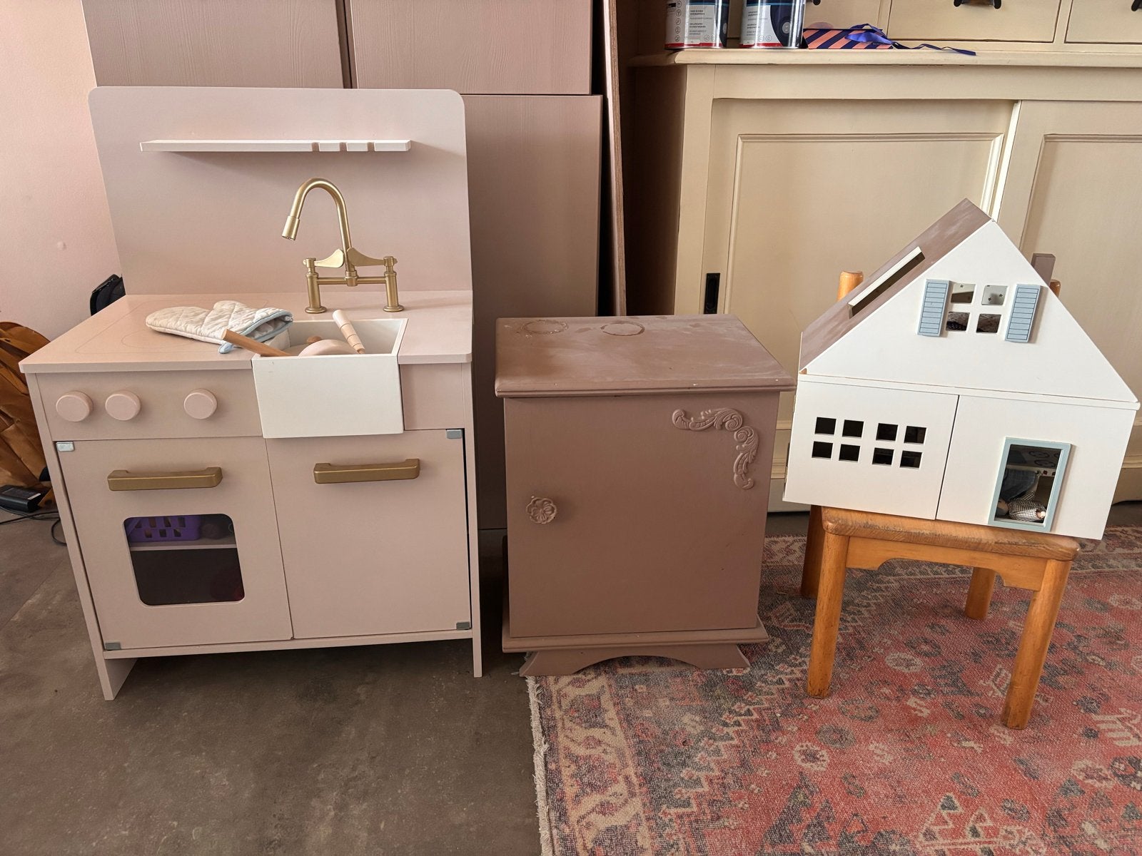Speelkeuken, poppenhuis en opbergkist, Ophalen, Gebruikt, Jongen of Meisje