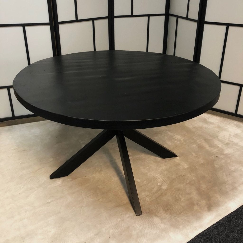 Mangohouten Ronde Eettafels 110cm/120cm/130cm Zwart, Overige houtsoorten, Rond, Ophalen of Verzenden, Zo goed als nieuw
