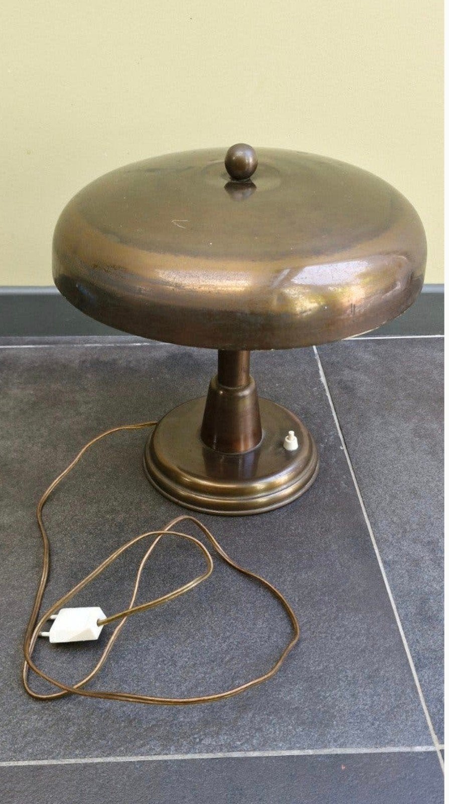 Vintage koperen tafellamp - Art Deco stijl, Antiek en Kunst, Ophalen of Verzenden