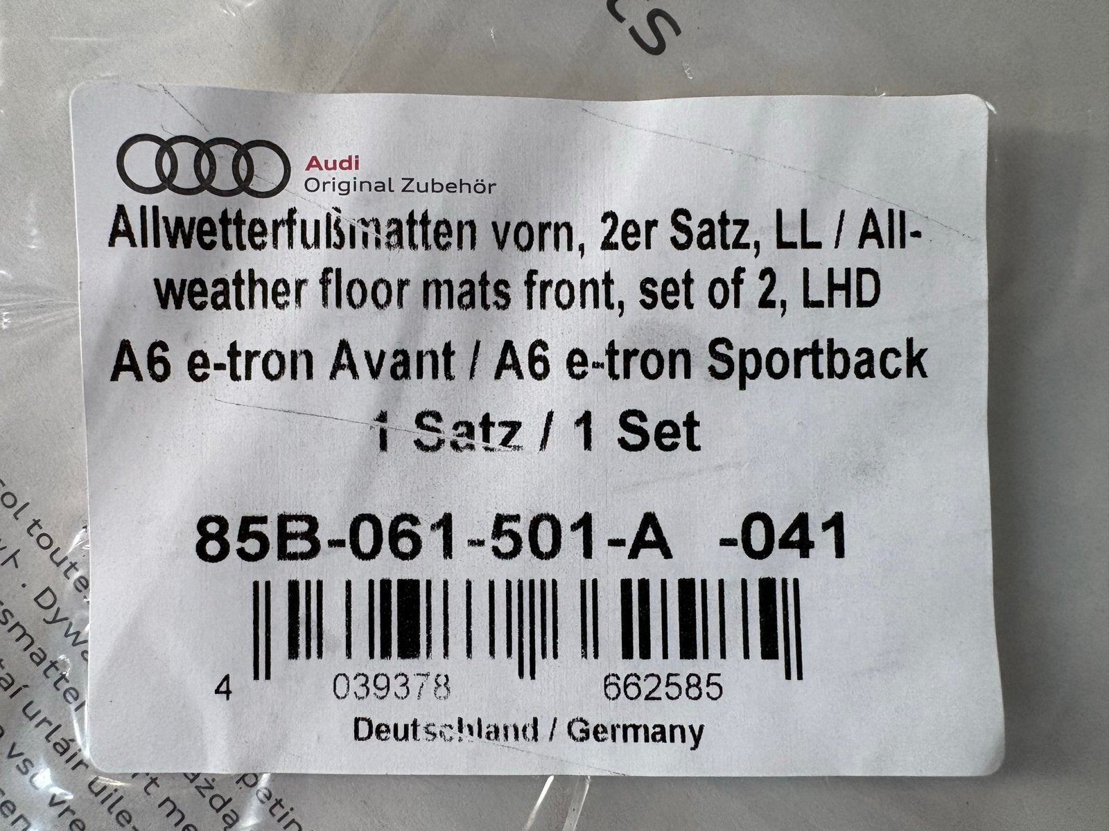 Originele Audi A6 e-tron All-weather vloermatten voor, Ophalen of Verzenden, Nieuw