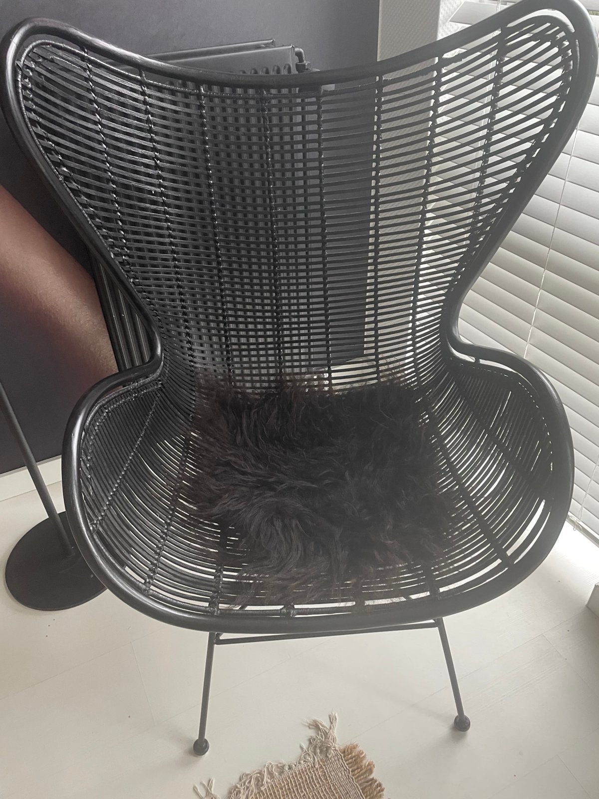Te koop HK Living eggchair, Ophalen, Zwart, Riet of Rotan, Zo goed als nieuw