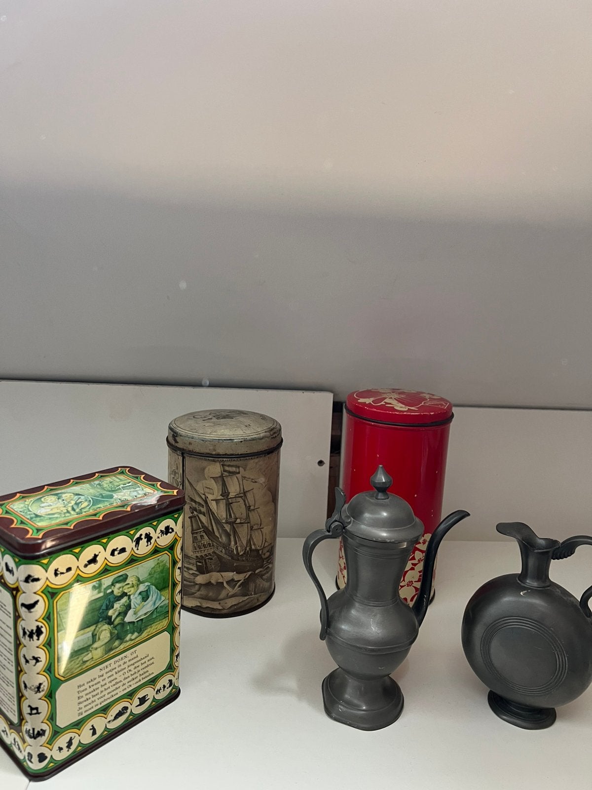 Verzameling blikken en tinnen kannen, Ophalen of Verzenden