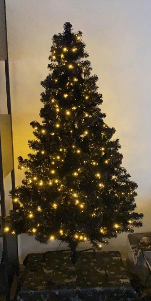 Zwarte kerstboom met lampjes, Diversen, Ophalen, Zo goed als nieuw