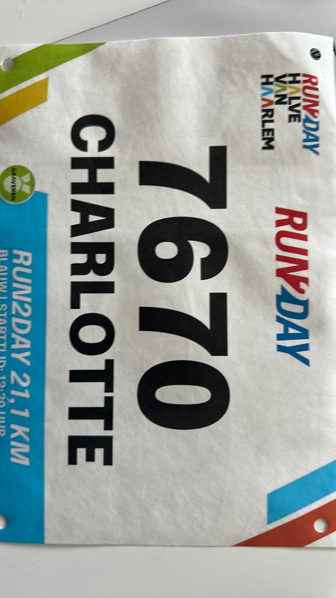 Startbewijs Halve Marathon Haarlem RUN2DAY, Ophalen of Verzenden, Zo goed als nieuw, Overige typen, Overige merken