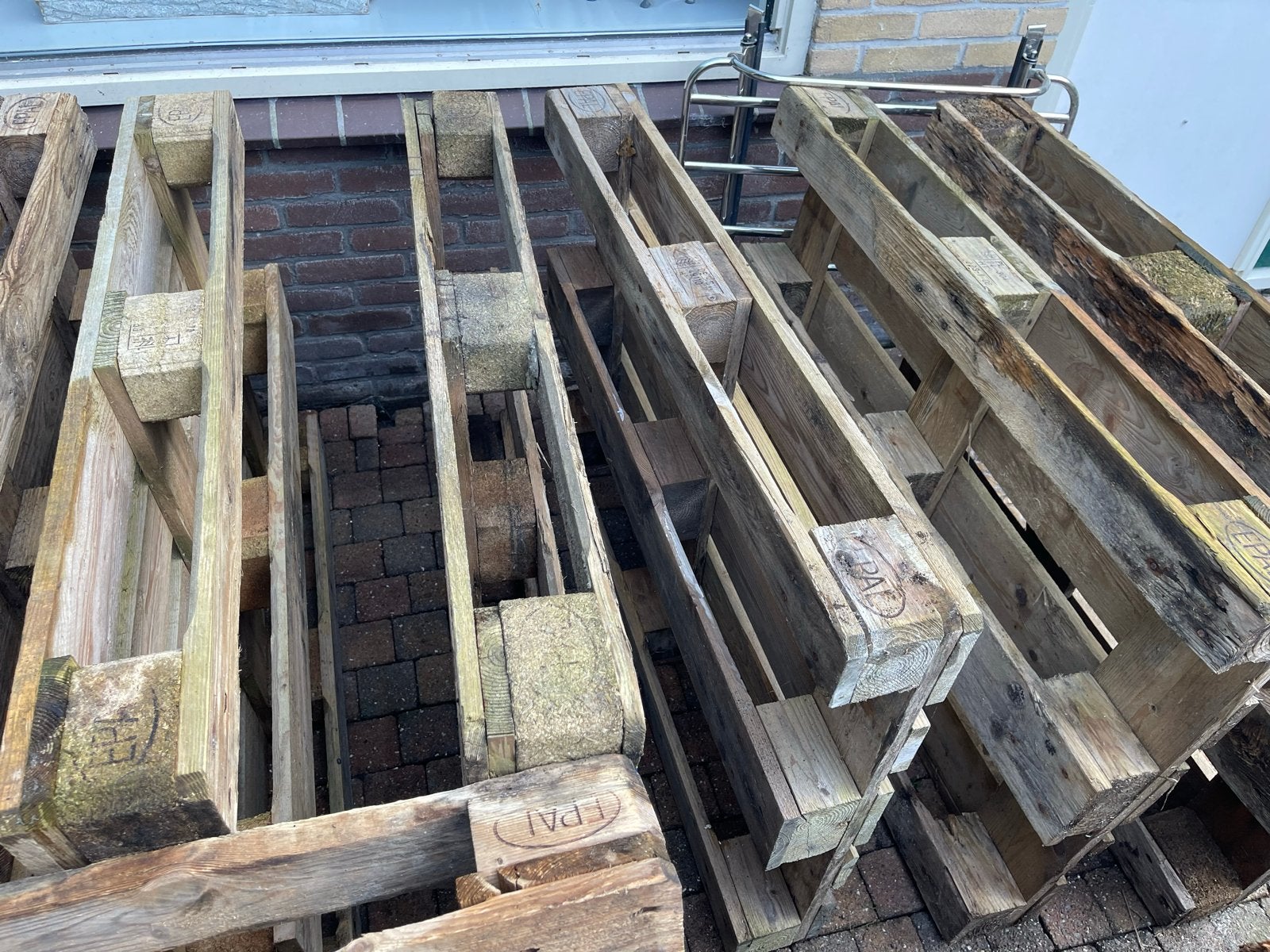 Euro pallets 14 stuks, Ophalen, Gebruikt, 200 tot 250 cm, 50 mm of meer