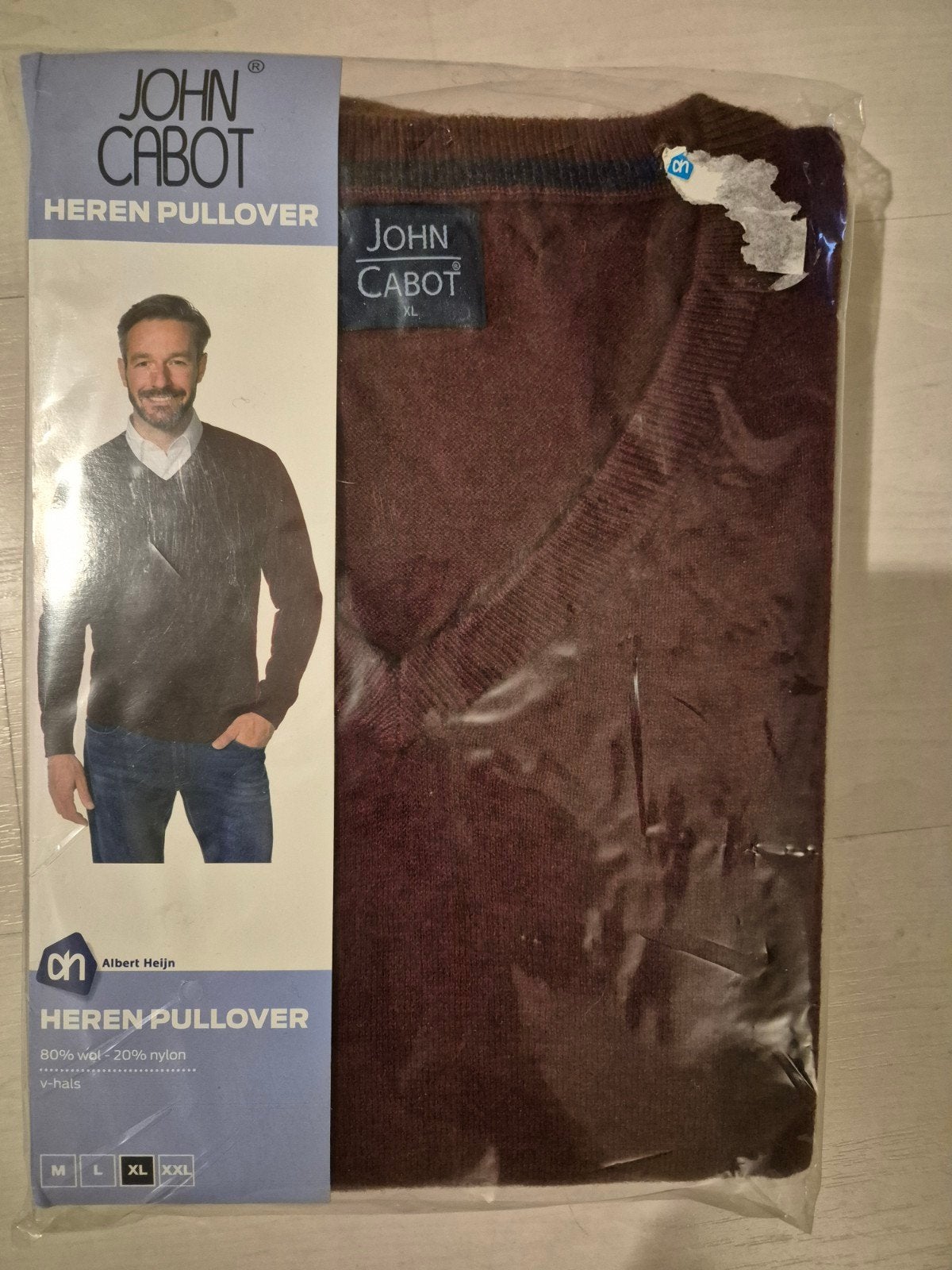John Cabot Heren Pullover V-hals - Nieuw, Bruin, Ophalen of Verzenden, John Cabot, Maat 56/58 (XL)