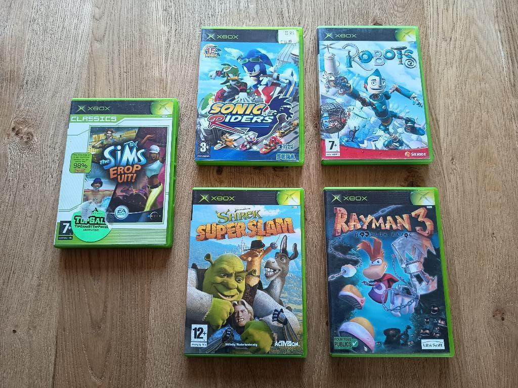 NIEUW - 5 spellen Xbox: Rayman, Shrek,  Robots, Sonic, Sims, Avontuur en Actie, Vanaf 18 jaar, 1 speler, Ophalen of Verzenden