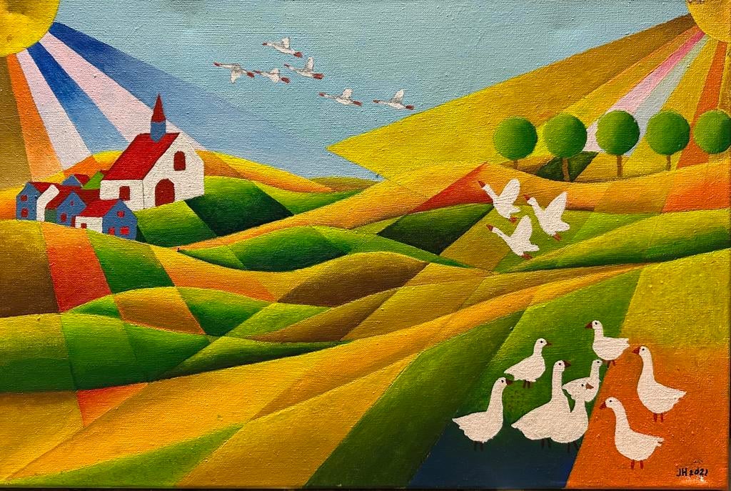 Schilderijen 60 x 40 landschap, Ophalen of Verzenden