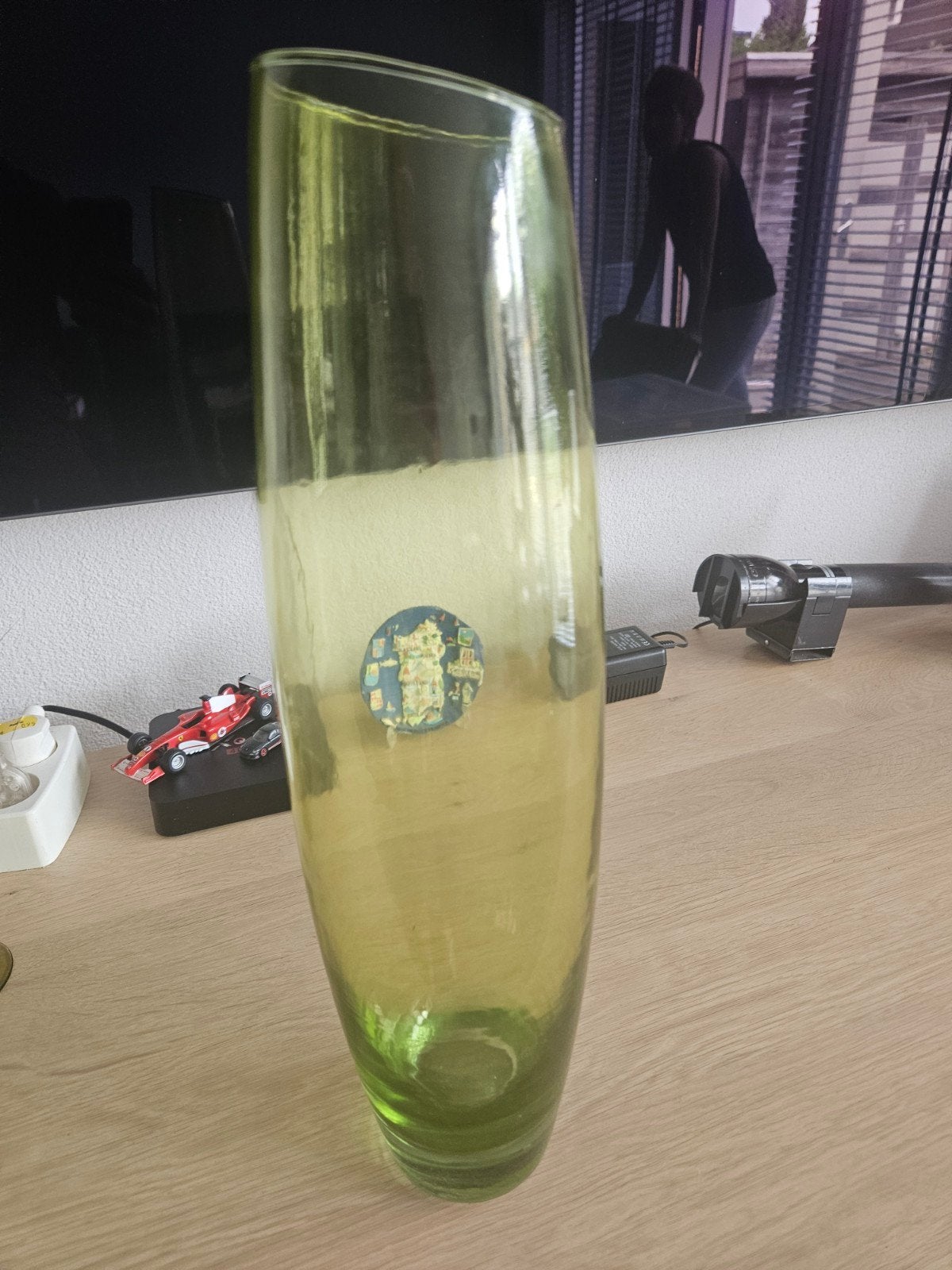 Handgemaakte Mondgeblazen Groene Glazen Vaas - 40 cm Hoog, Ophalen