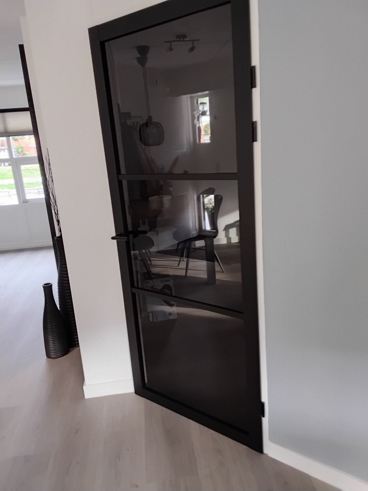 Svedex NDB900 Zwart Stalen Look Deur met Rookglas, Ophalen, 80 tot 100 cm, 215 cm of meer, Binnendeur