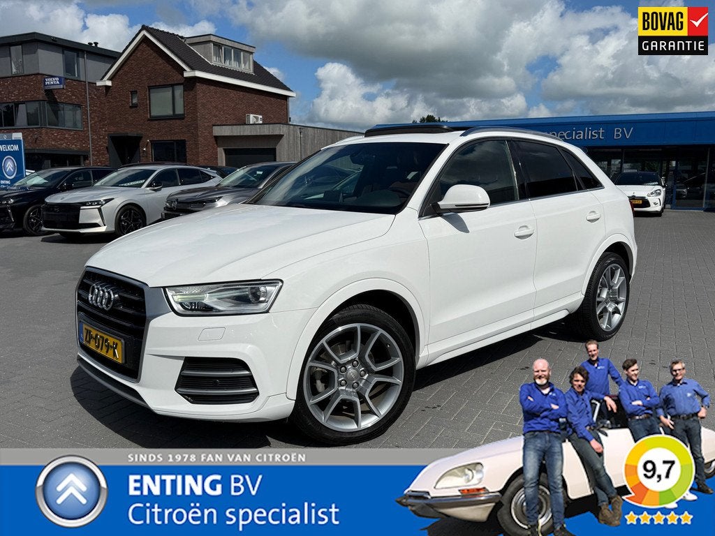 Audi AUDI Q3 2,0T AUT7 SCHUIFDAK COGNAC LEER, CARPLAY/ANDROI, Auto's, Audi, Bedrijf, Te koop, Q3, Achteruitrijcamera, Airbags