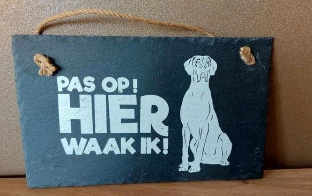 Nieuw Leisteen waarschuwingsbordje Duitse Dog, Verzenden, Nieuw, Geschikt voor buiten, Overige materialen